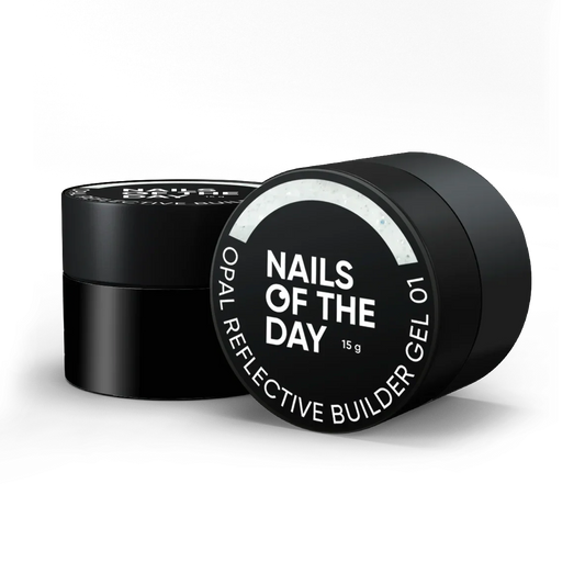 NAILSOFTHEDAY Opal Gel constructor reflectante 01 — gel constructor lechoso con brillo opalino y partes reflectantes, 15 g