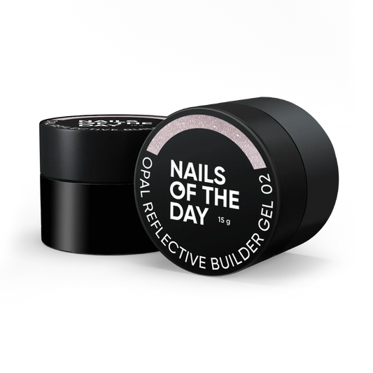 NAILSOFTHEDAY Opal Gel constructor reflectante 02: gel constructor rosa lechoso con brillo opalino y partes reflectantes, 15 g
