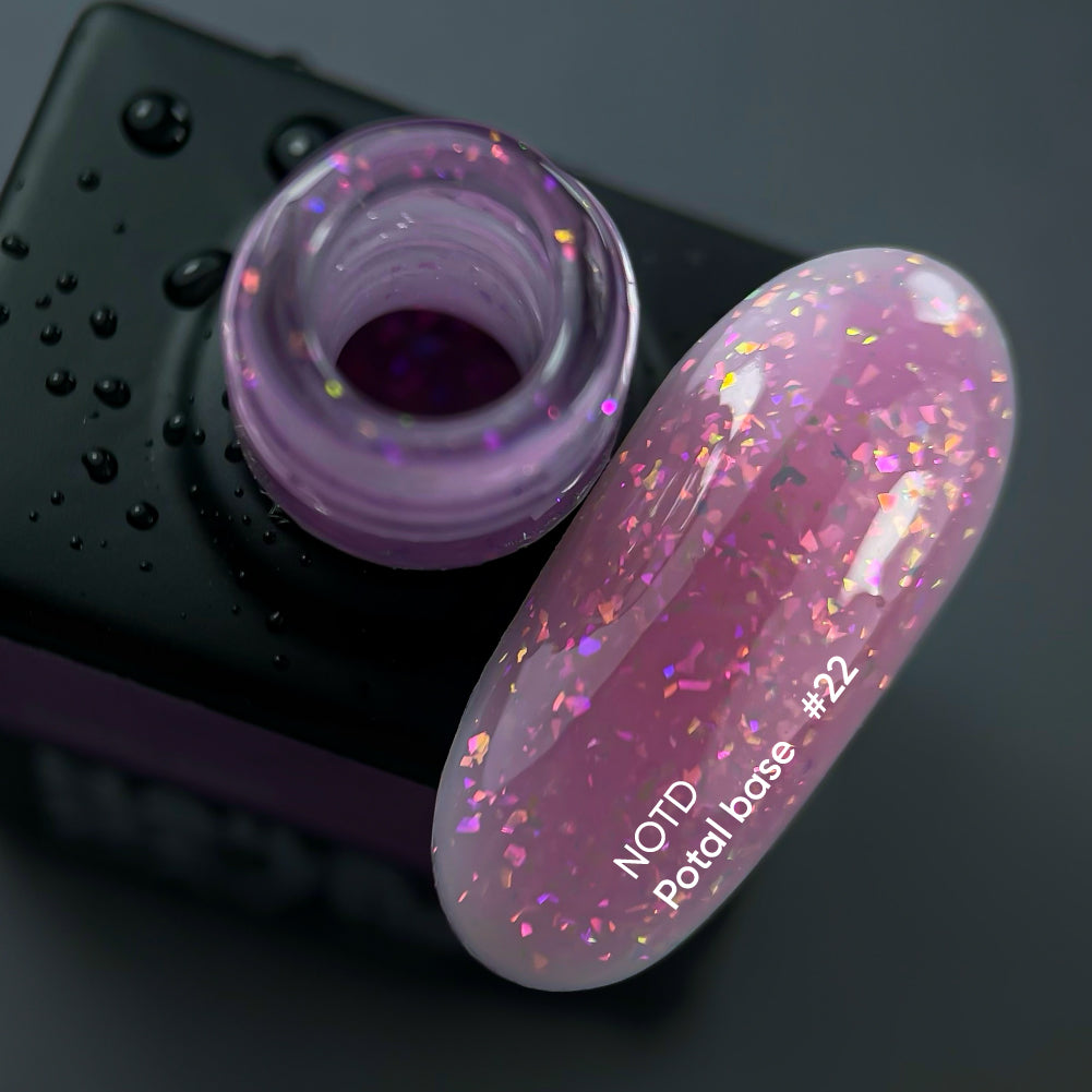 NAILSOFTHEDAY Potal base 22 – base rosa-lila con elegantes hologramas de potal, 10 ml