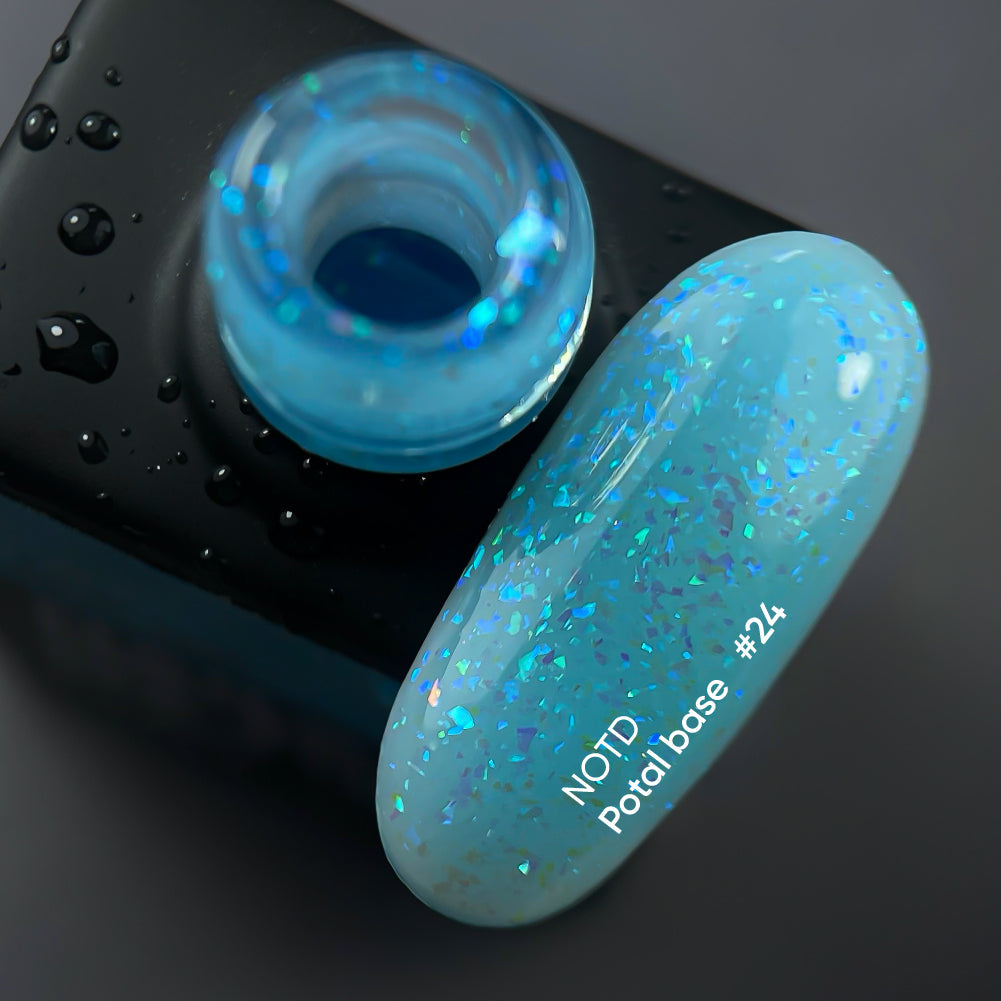 NAILSOFTHEDAY Potal base 24 – base azul celeste/brillante con elegantes holografías de potal, 10 ml