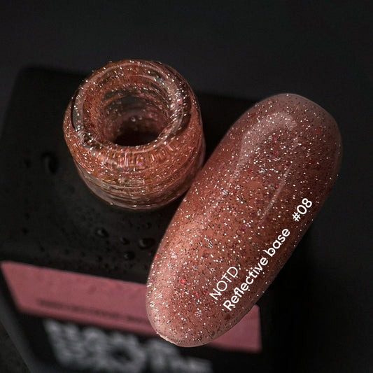 NAILSOFTHENIGHT Base reflectante 08 - base reflectante de camuflaje con brillo (melocotón), 10 ml