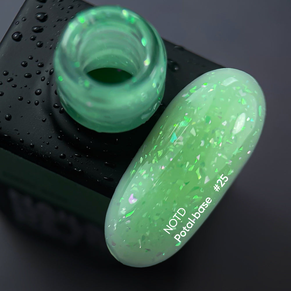 NAILSOFTHEDAY Potal base 25 – base de lima/lima con elegantes hologramas de potal, 10 ml
