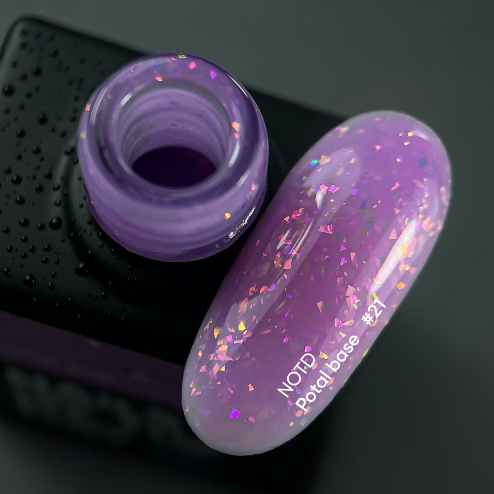 NAILSOFTHEDAY Potal base 21 – base violeta/lila con elegantes hologramas de potal, 10 ml