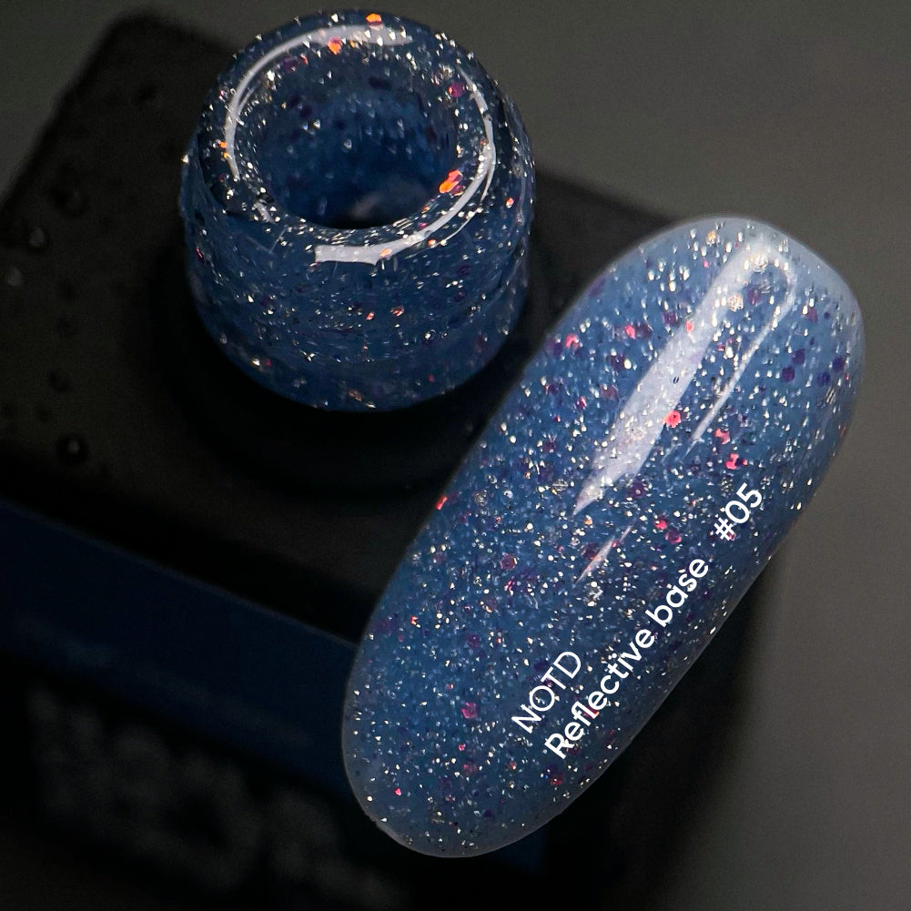 NAILSOFTHENIGHT Reflective base 05 - base reflectante de camuflaje con destellos holográficos (azul profundo), 10 ml