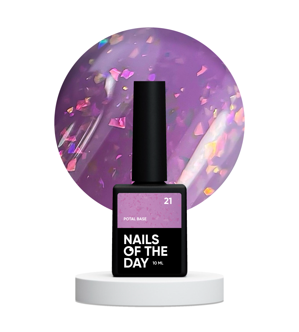 NAILSOFTHEDAY Potal base 21 – base violeta/lila con elegantes hologramas de potal, 10 ml