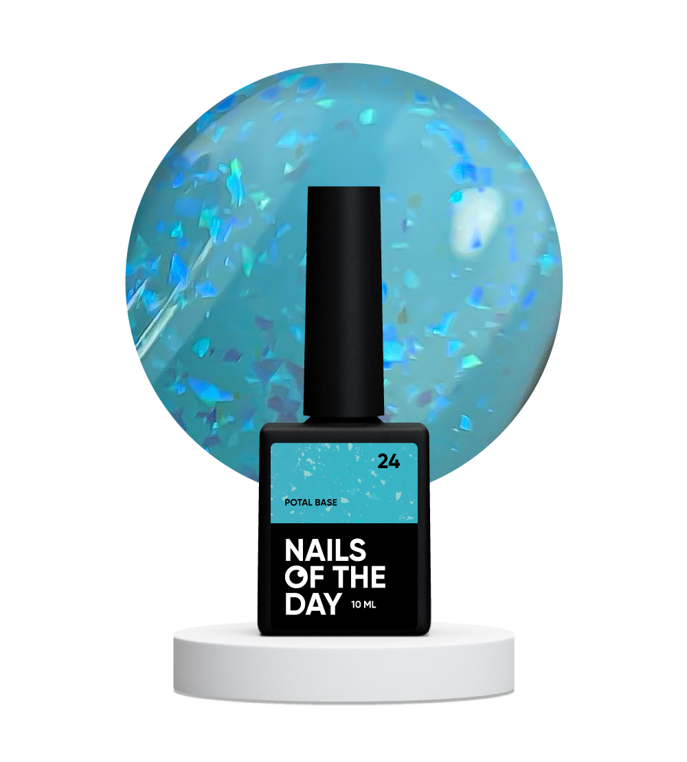 NAILSOFTHEDAY Potal base 24 – base azul celeste/brillante con elegantes holografías de potal, 10 ml