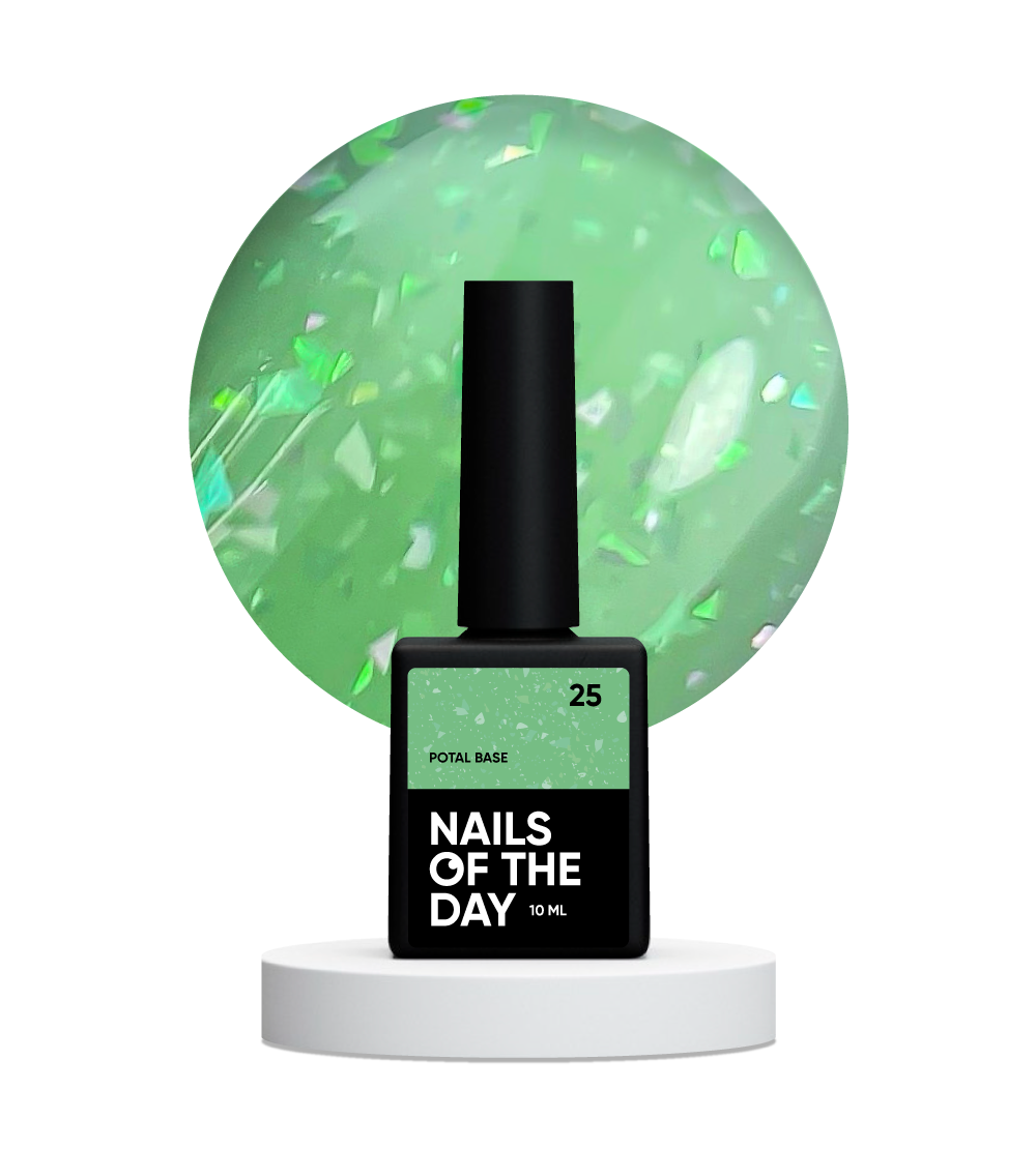 NAILSOFTHEDAY Potal base 25 – base de lima/lima con elegantes hologramas de potal, 10 ml