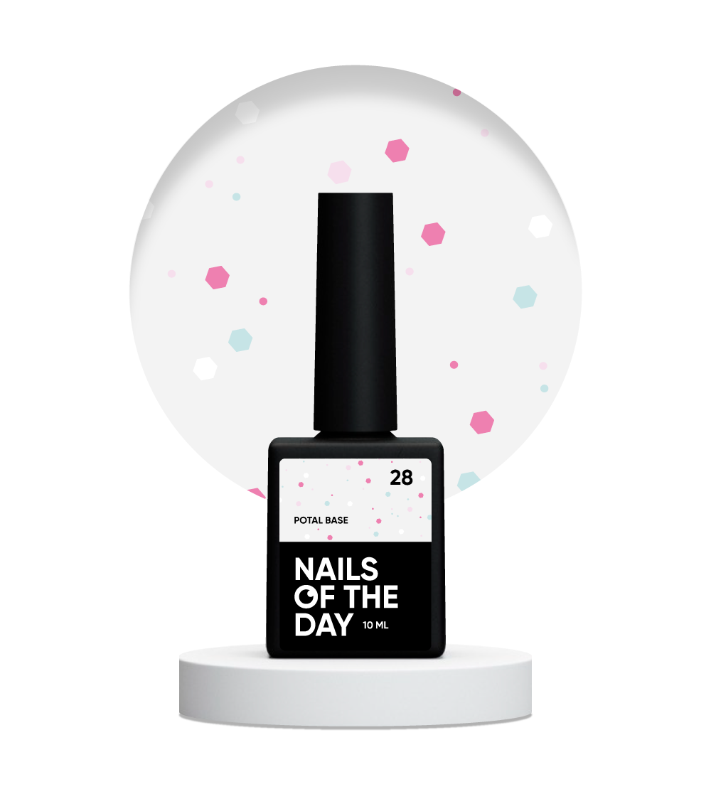 NAILSOFTHEDAY Potal base 28 – base lechosa con destellos neón, 10 ml