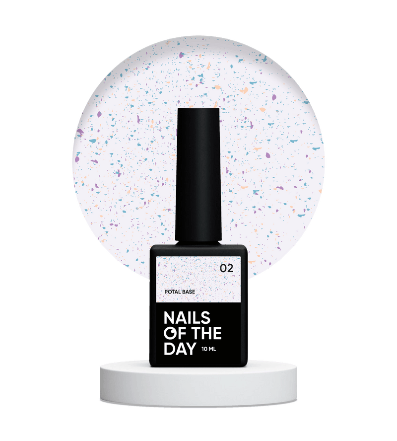 NAILSOFTHEDAY Potal base 02 - base azul lechoso con potal (potal dorado-violeta y turquesa), 10 ml
