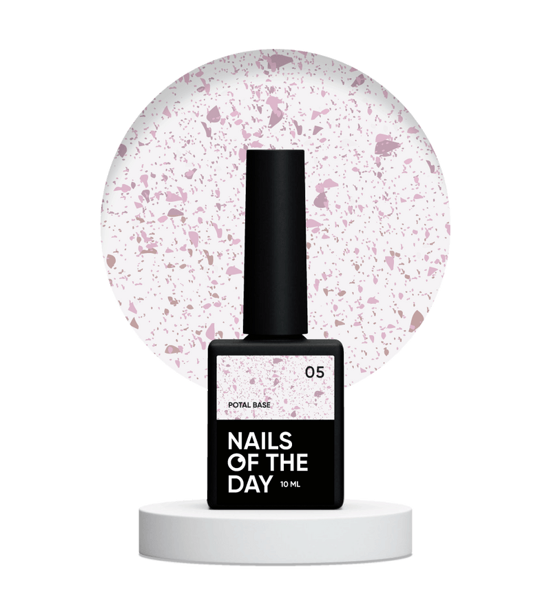 NAILSOFTHEDAY Potal base 05 - base lechosa con decoracion rosa, 10 ml