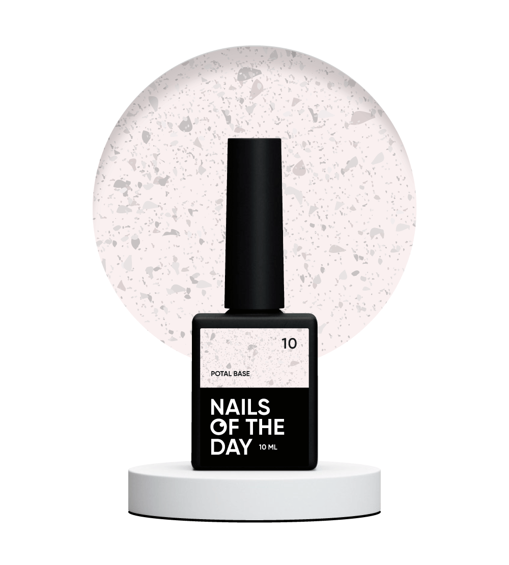 NAILSOFTHEDAY Potal base 10 - base de leche fría para uñas con potal plateado, 10 ml