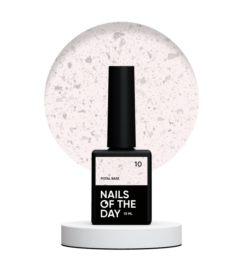 NAILSOFTHEDAY Potal base 10 - base lechosa para uñas con decoracion plateada, 10 ml