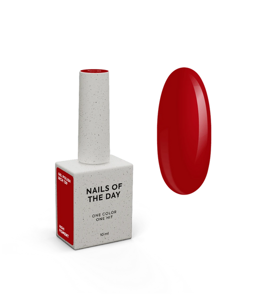 NAILSOFTHEDAY Gel Polish Rich — esmalte semipermanente rojo intenso con cobertura completa en una sola capa. 10 ml.