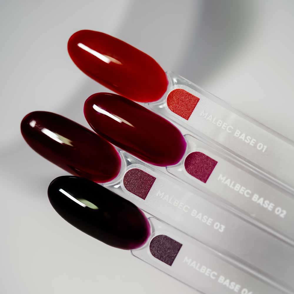 NAILSOFTHEDAY Malbec base 03 – base imitación cristal de color rojo vino, 10 ml