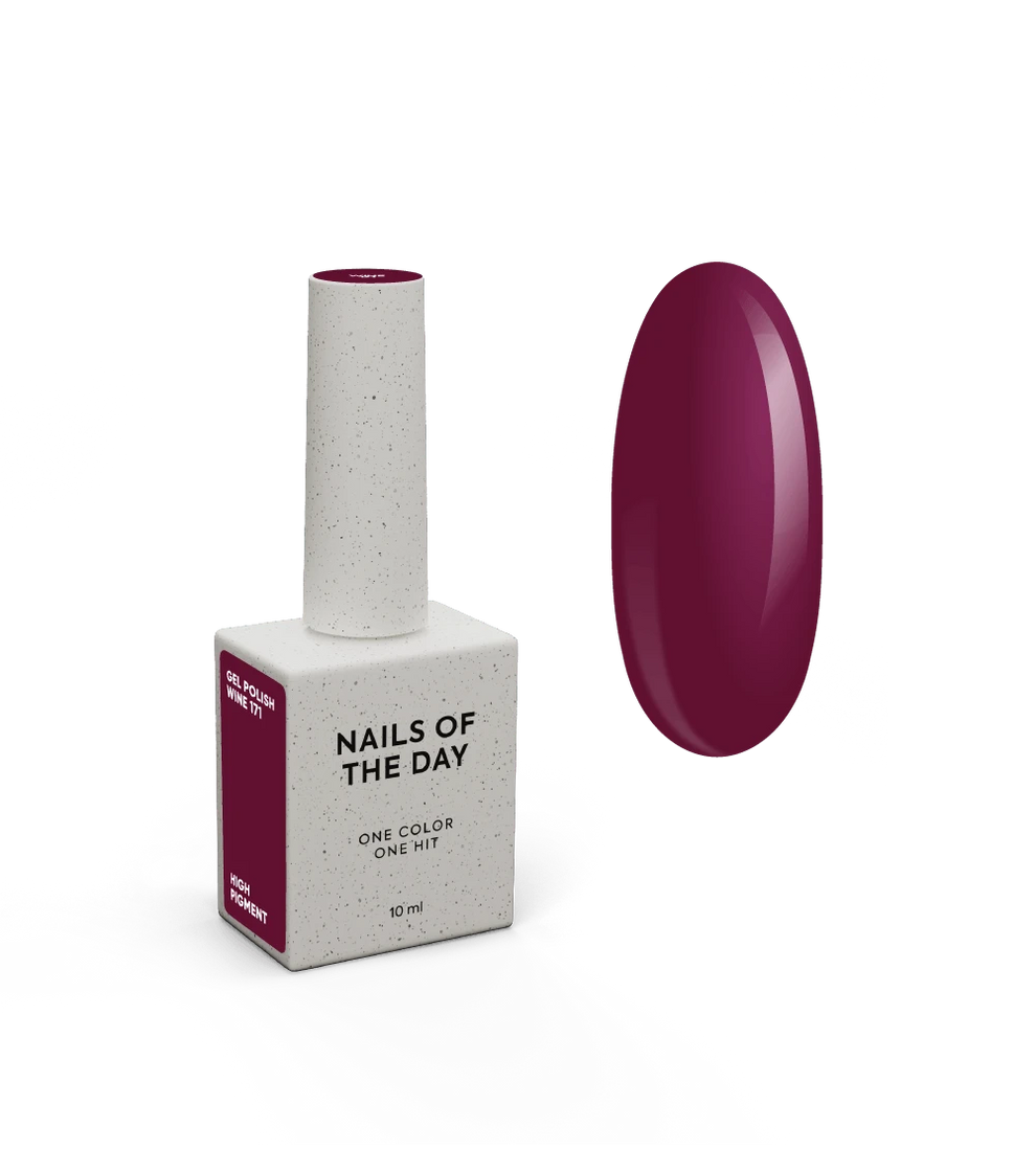 NAILSOFTHEDAY Gel Polish Wine — esmalte semipermanente en tono vino uva con cobertura completa en una sola capa. 10 ml.