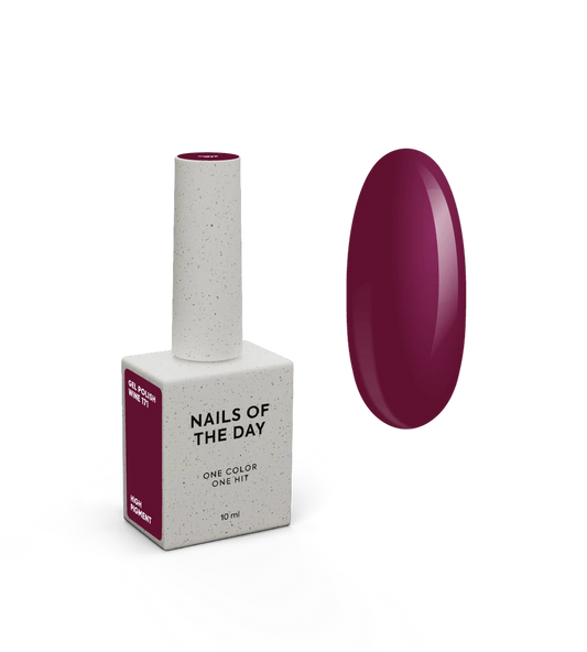 NAILSOFTHEDAY Gel Polish Wine — esmalte semipermanente en tono vino uva con cobertura completa en una sola capa. 10 ml.