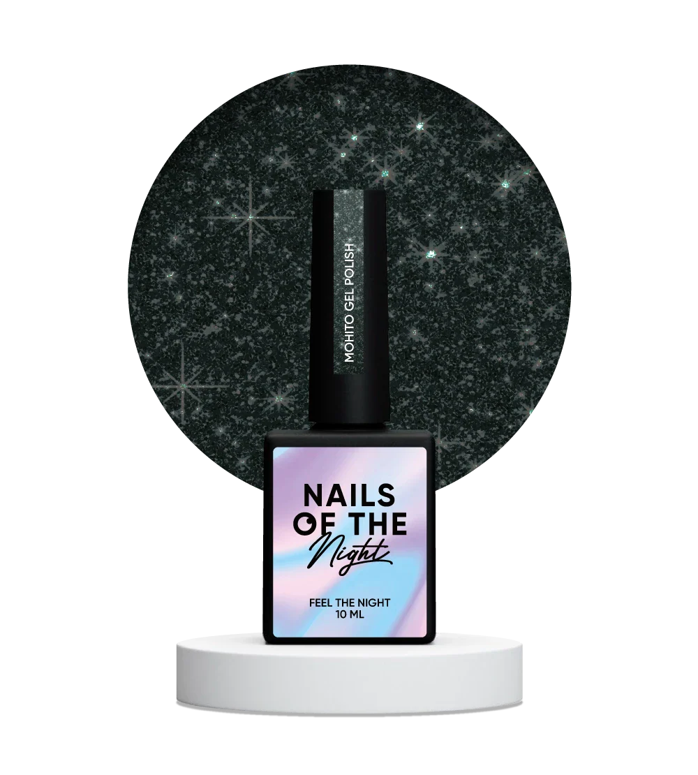 NAILSOFTHENIGHT Mohito gel polish — esmalte semipermanente reflectante de color verde oscuro intenso, 10 ml.