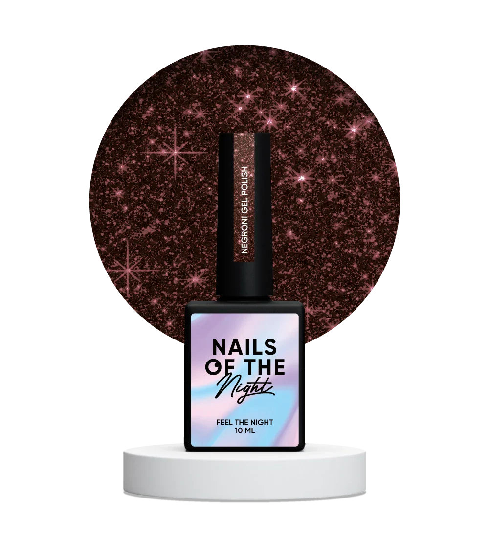 NAILSOFTHENIGHT Negroni gel polish — esmalte semipermanente reflectante de color burdeos oscuro, 10 ml