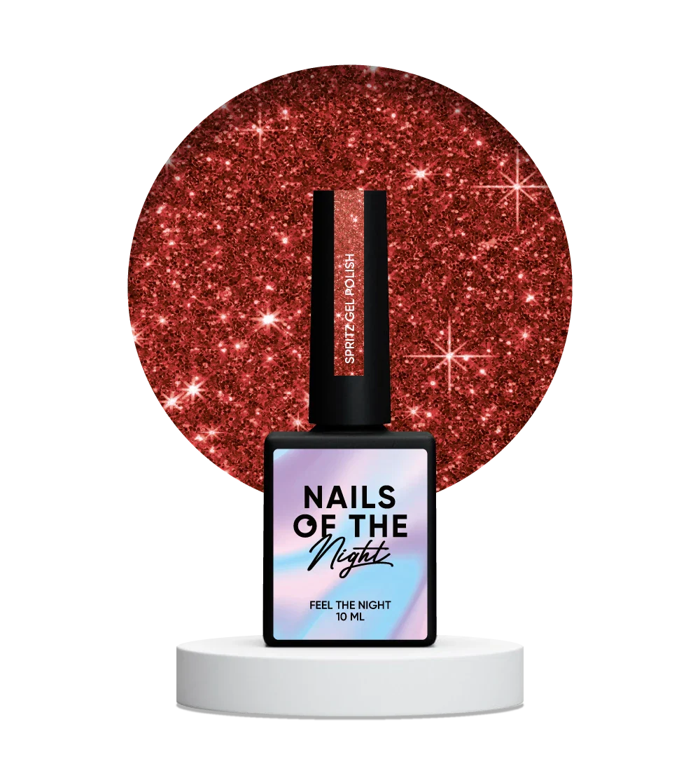 NAILSOFTHENIGHT Spritz gel polish — esmalte semipermanente reflectante de color rojo brillante, 10 ml.