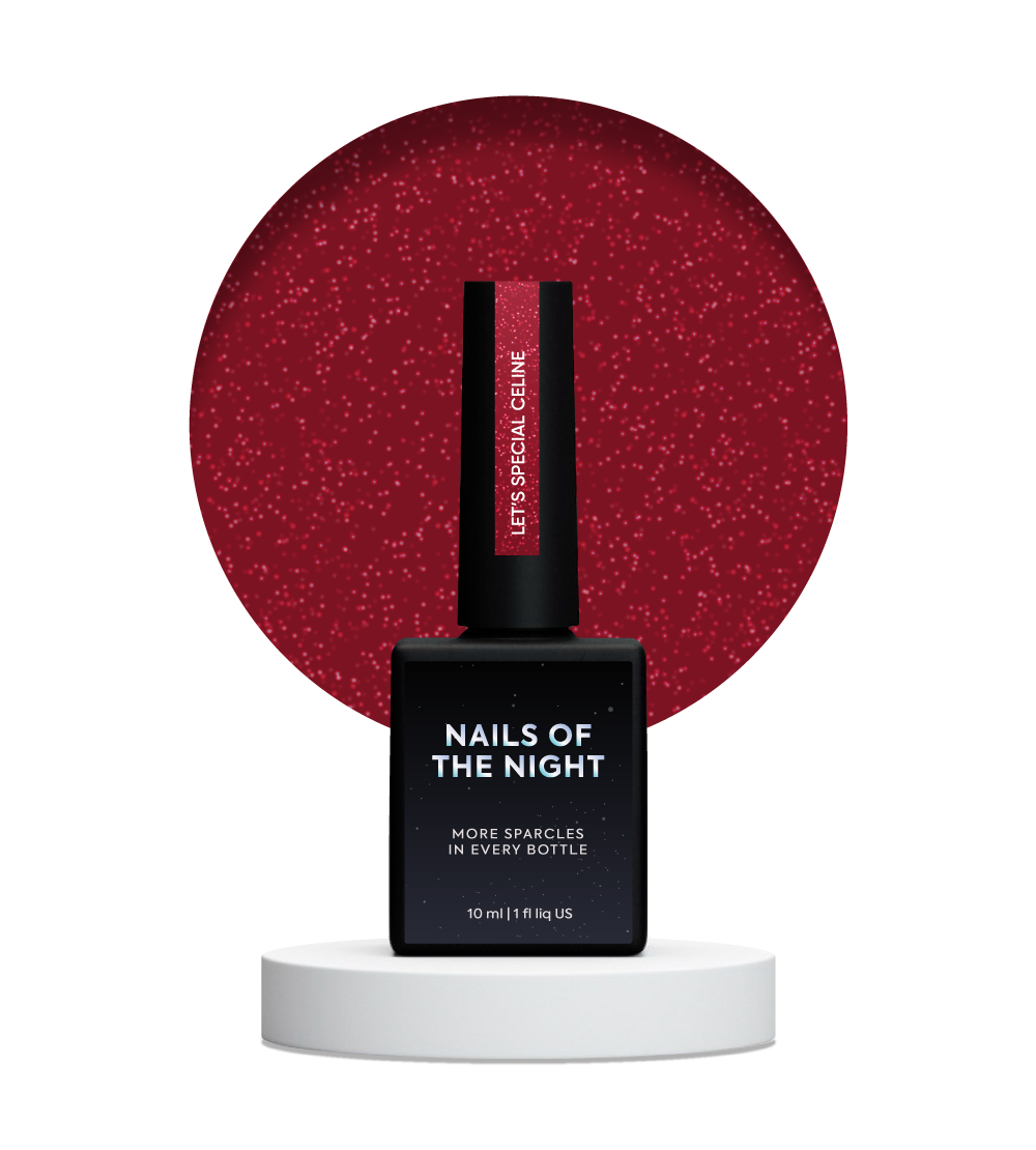 NAILSOFTHENIGHT Let's Special Céline - esmalte de uñas en gel rojo oscuro con brillo rojo en una capa, 10 ml