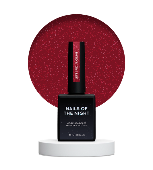 NAILSOFTHENIGHT Let's Special Céline - esmalte de uñas en gel rojo oscuro con brillo rojo en una capa, 10 ml