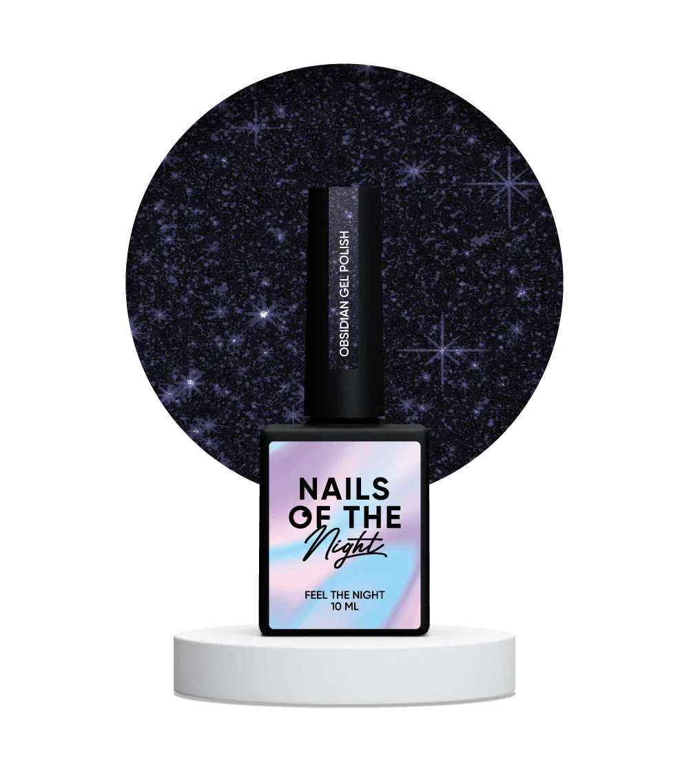 NAILSOFTHENIGHT Obsidian Gel Polish — un esmalte de color grafito-púrpura reflectante, 10 ml.