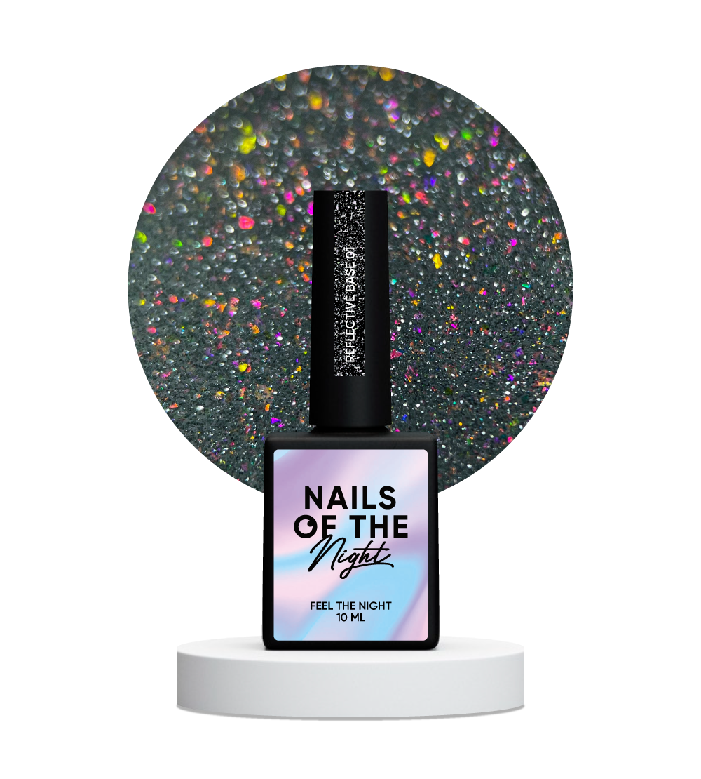 NAILSOFTHENIGHT Base reflectante 01 - base reflectante de camuflaje con brillo (purpurina plateada y rosa), 10 ml