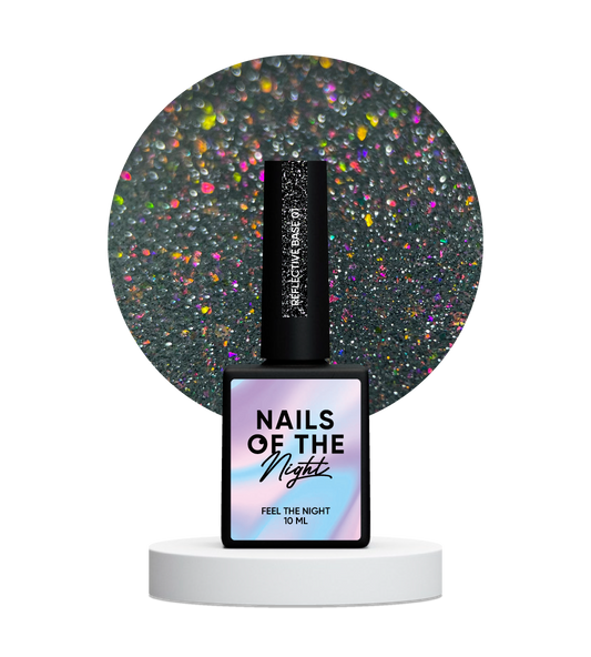 NAILSOFTHENIGHT Base reflectante 01 - base reflectante de camuflaje con brillo (purpurina plateada y rosa), 10 ml