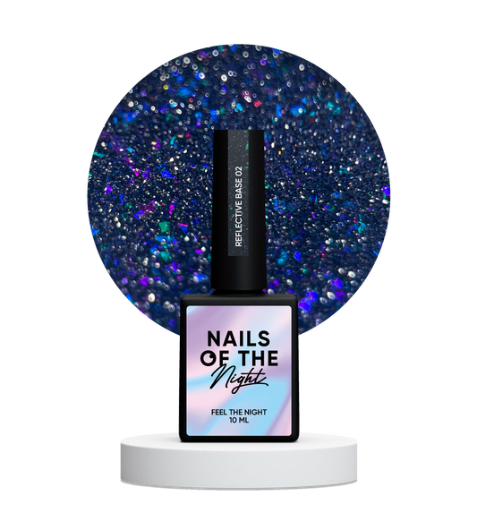 NAILSOFTHENIGHT Base reflectante 02 - base reflectante de camuflaje con brillo (destellos azules y celestes), 10 ml
