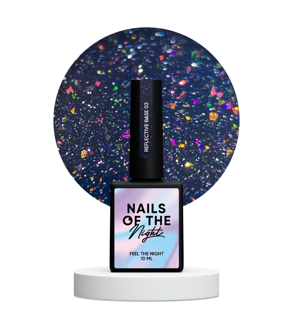 NAILSOFTHENIGHT Base reflectante 03 - base reflectante de camuflaje con brillo (destellos violeta y rosa), 10 ml