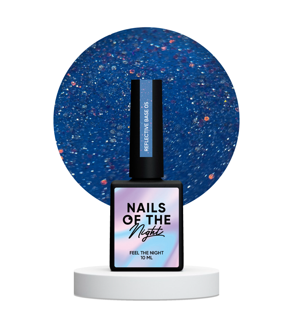 NAILSOFTHENIGHT Reflective base 05 - base reflectante de camuflaje con destellos holográficos (azul profundo), 10 ml