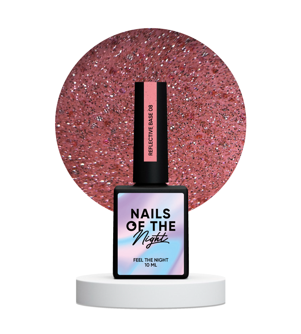 NAILSOFTHENIGHT Base reflectante 08 - base reflectante de camuflaje con brillo (melocotón), 10 ml