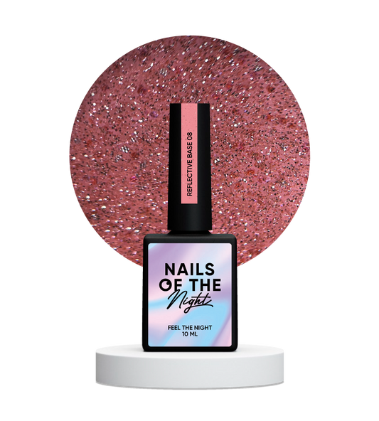 NAILSOFTHENIGHT Base reflectante 08 - base reflectante de camuflaje con brillo (melocotón), 10 ml