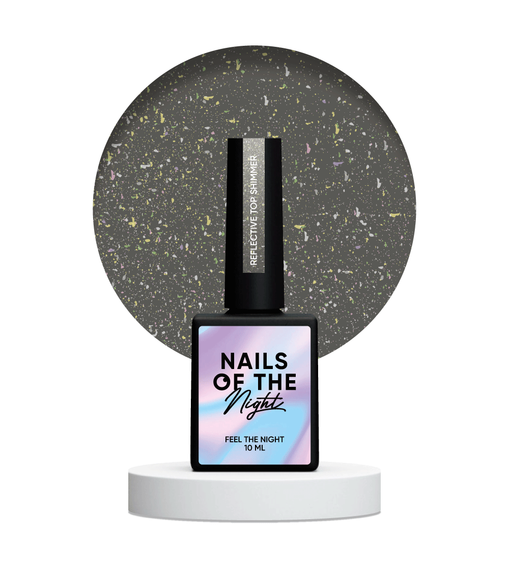 NAILSOFTHENIGHT Top reflectante Shimmer - top reflectante sin capa adhesiva para uñas (brillo dorado), 10 ml