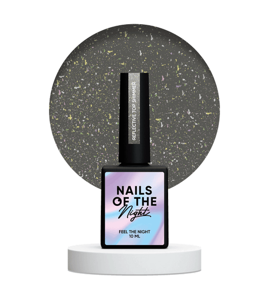NAILSOFTHENIGHT Top reflectante Shimmer - top reflectante sin capa adhesiva para uñas (brillo dorado), 10 ml