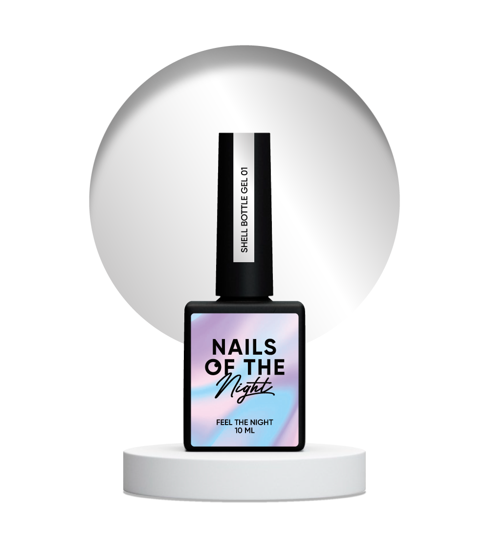NAILSOFTHENIGHT Shell bottle gel 01 — gel líquido ultra fuerte en botella con función autonivelante y efecto perla para uñas, 10 ml