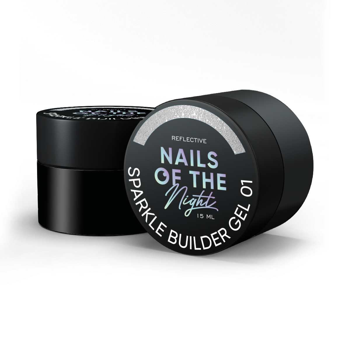 NAILSOFTHENIGHT Sparkle builder gel 01 — gel de construcción reflectante plateado, 15 ml