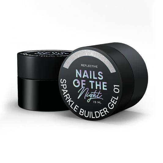 NAILSOFTHENIGHT Sparkle builder gel 01 — gel de construcción reflectante plateado, 15 ml
