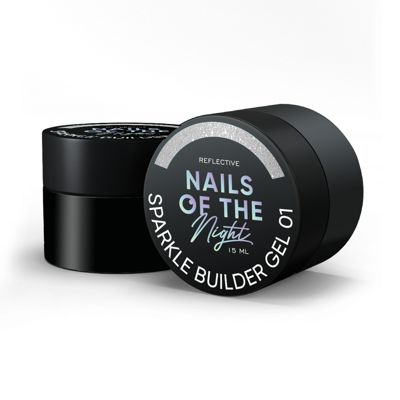 NAILSOFTHENIGHT Sparkle builder gel 01 — gel de construcción reflectante plateado, 15 ml