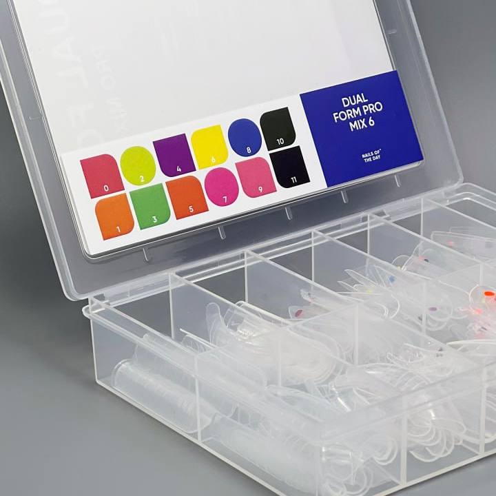 NAILSOFTHEDAY Forma de silicona Pro Mix 6 (Tipo 22): un conjunto de formularios superiores con aplicación de puntos, 144 piezas, 6 tipos de 12 tamaños