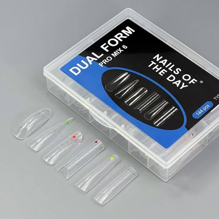 NAILSOFTHEDAY Forma de silicona Pro Mix 6 (Tipo 22): un conjunto de formularios superiores con aplicación de puntos, 144 piezas, 6 tipos de 12 tamaños