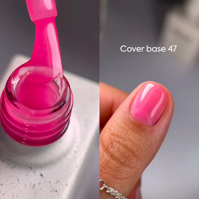 NAILSOFTHEDAY Cover base 47 light pigment: recubrimiento base translúcido de color rosa intenso ligeramente pigmentado para uñas, 10 ml
