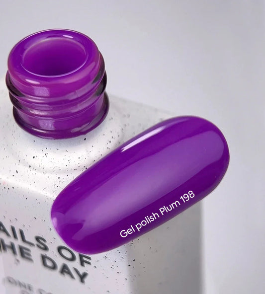 NAILSOFTHEDAY Esmalte en gel Plum-198 — esmalte en gel violeta ciruela superpuesto en una capa, 10 ml