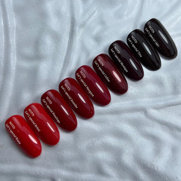 NAILSOFTHENIGHT Let's Special Britni - Esmalte semipermanente de una capa, color carmesí brillante con brillo reflectante/purpurina roja, 10 ml
