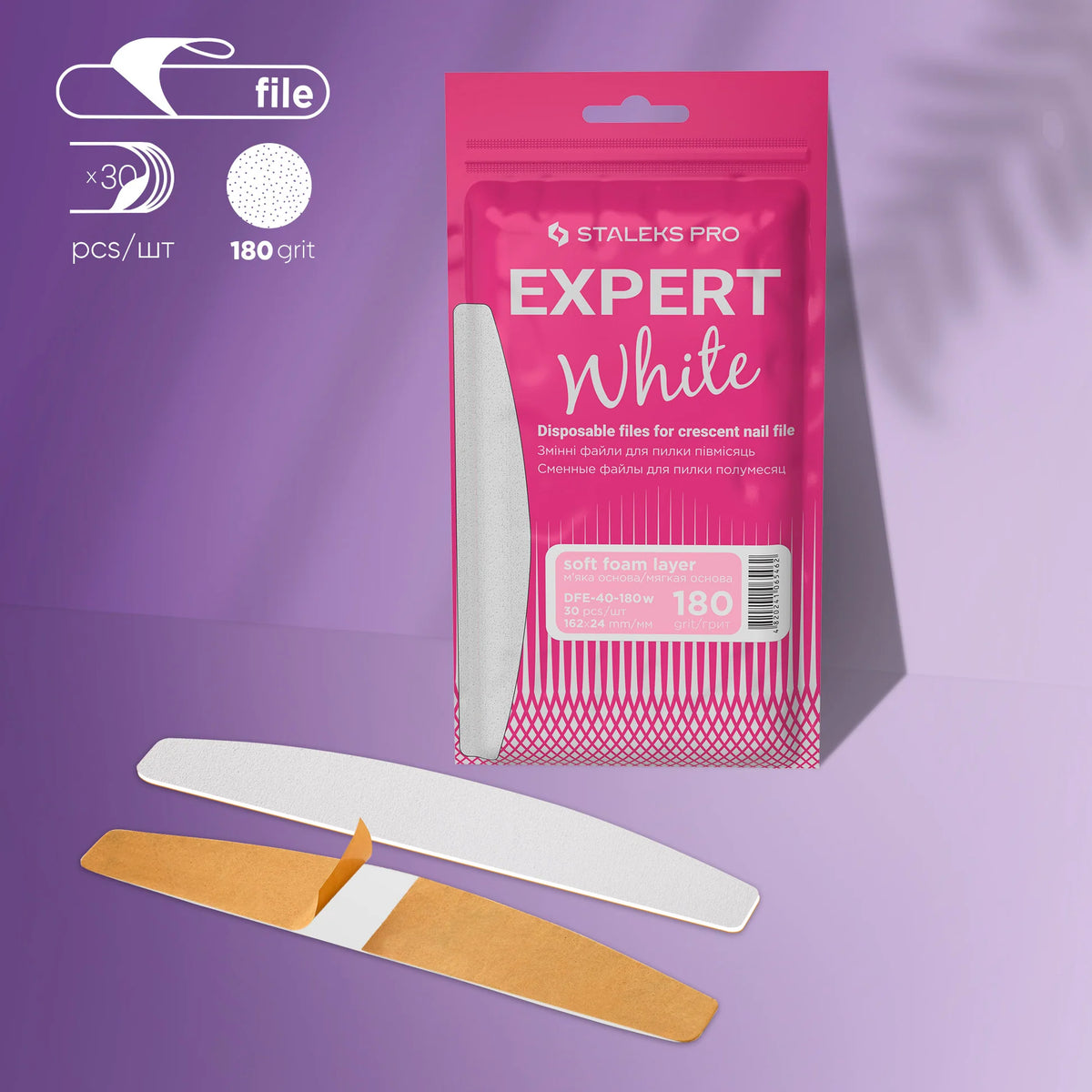 STALEKS EXPERT 40 Limas adhesivas para lima media luna sobre base blanda, grano 180 (30 uds)