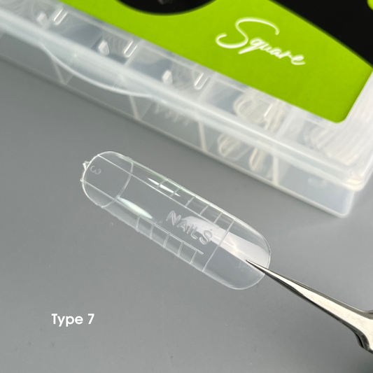 NAILSOFTHEDAY Cuadrado de forma dual (tipo 7): cuadrado de forma superior para longitud de extensión media, adecuado para uñas que crecen hacia abajo, 120 piezas